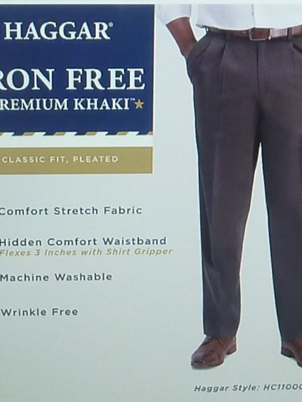 Haggar Iron Free Premium Khaki Mens Classic Fit Pleated Pant Size 36Wx29L